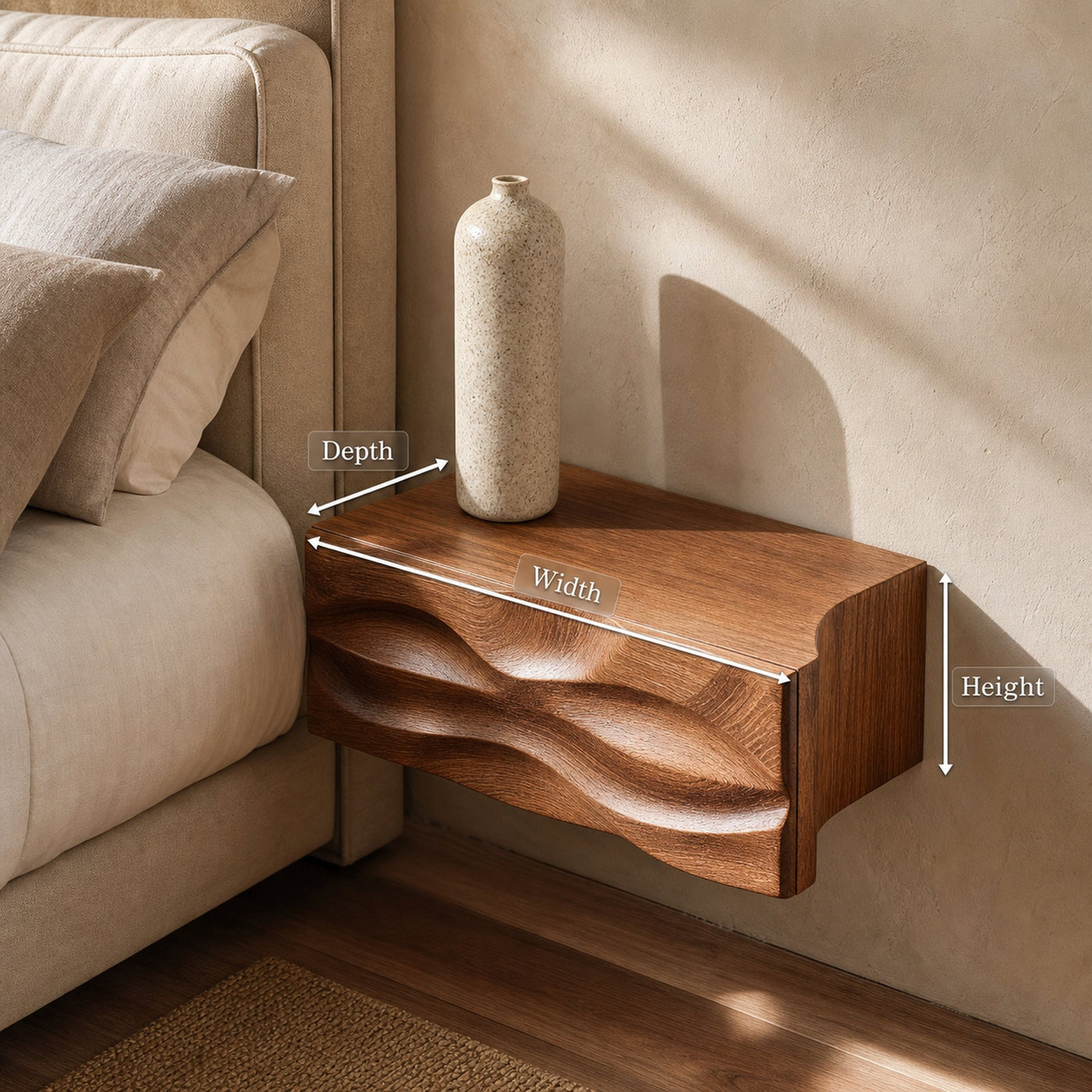 Handcrafted Floating Nightstand With Drawer For Bedroom - product view 8