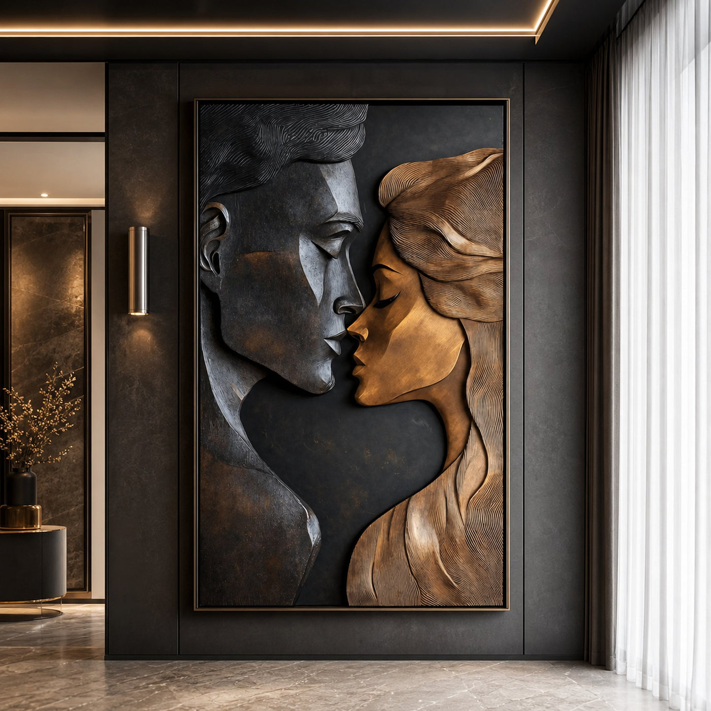 Handcrafted Large Sculpture Wall For Entryway Statement