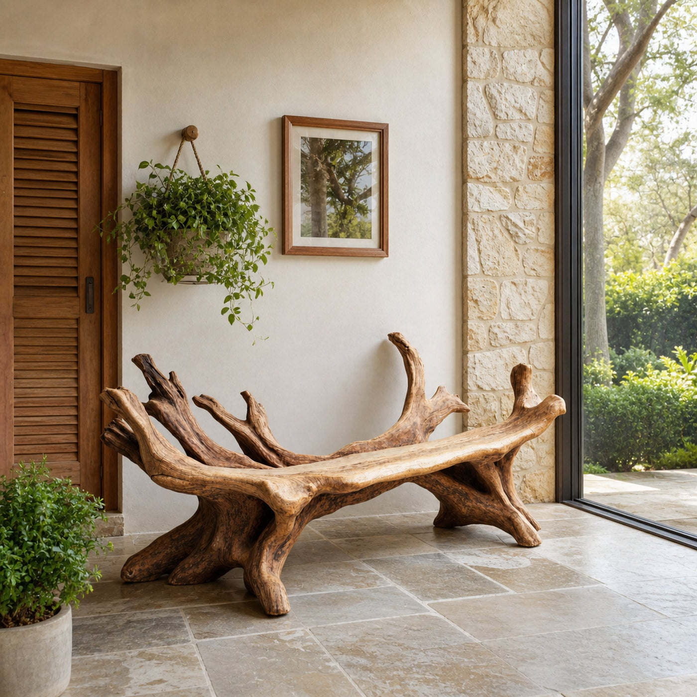 Handcrafted Live Edge Bench For Entryway Design