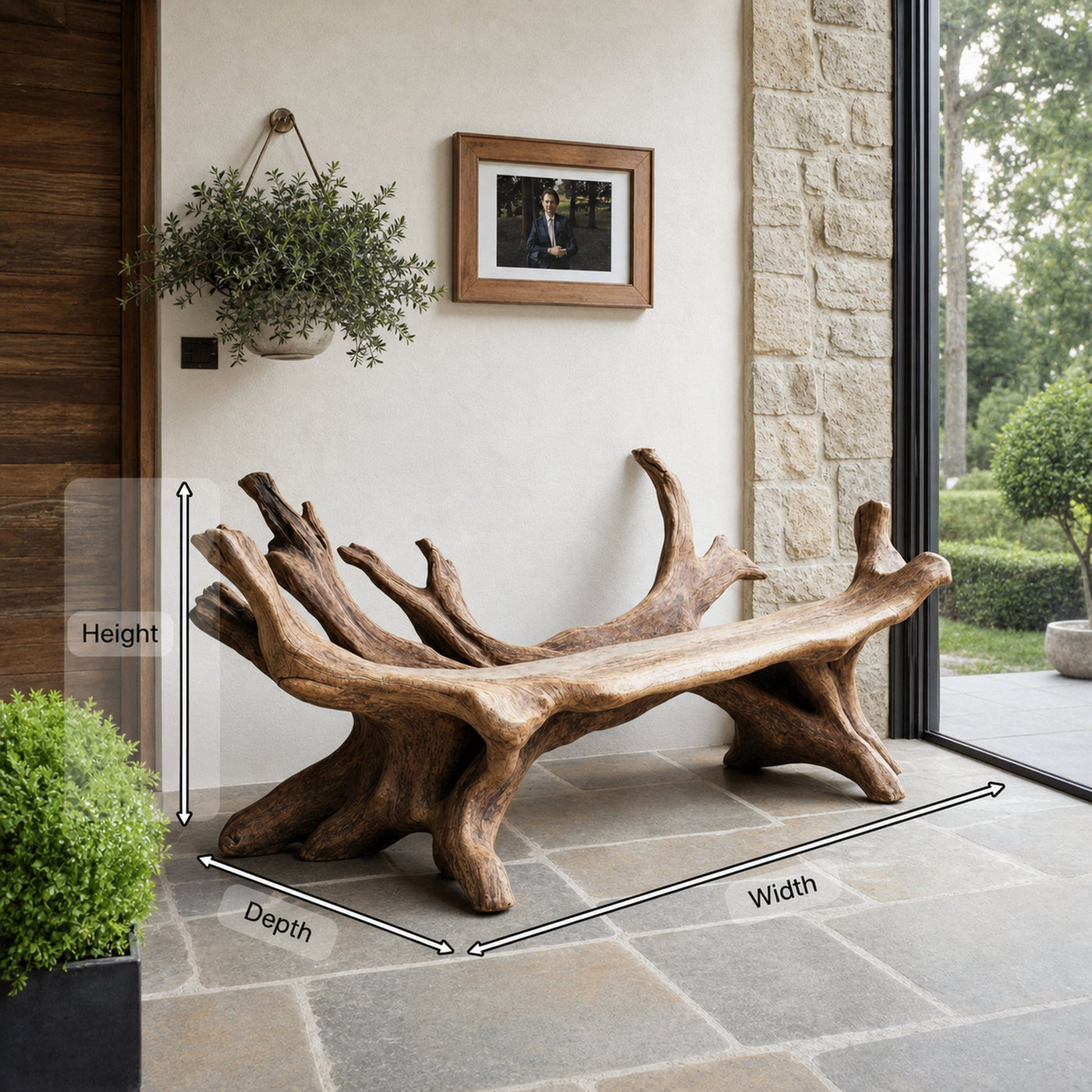 Handcrafted Live Edge Bench For Entryway Design - product view 8