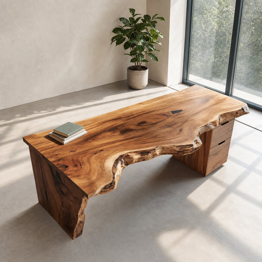 Handcrafted Live Edge Desk For Office Or Workspace