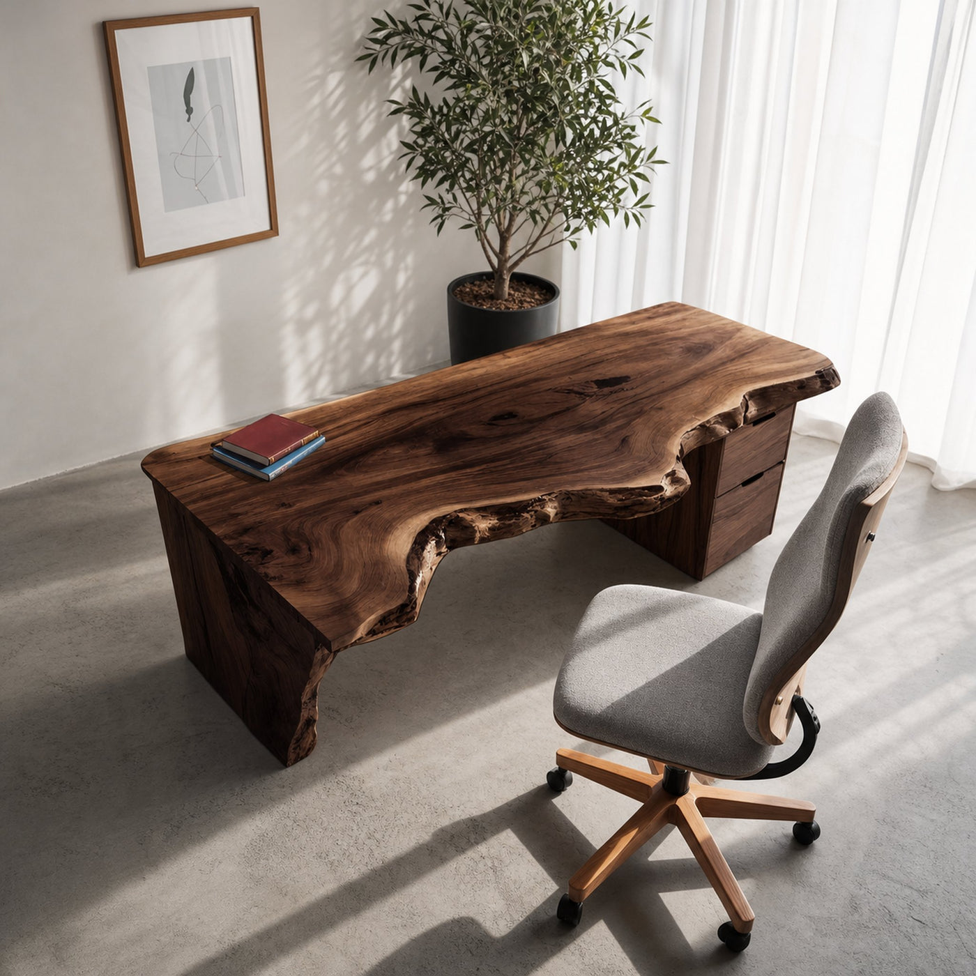 Handcrafted Live Edge Desk For Office Or Workspace - product view 7