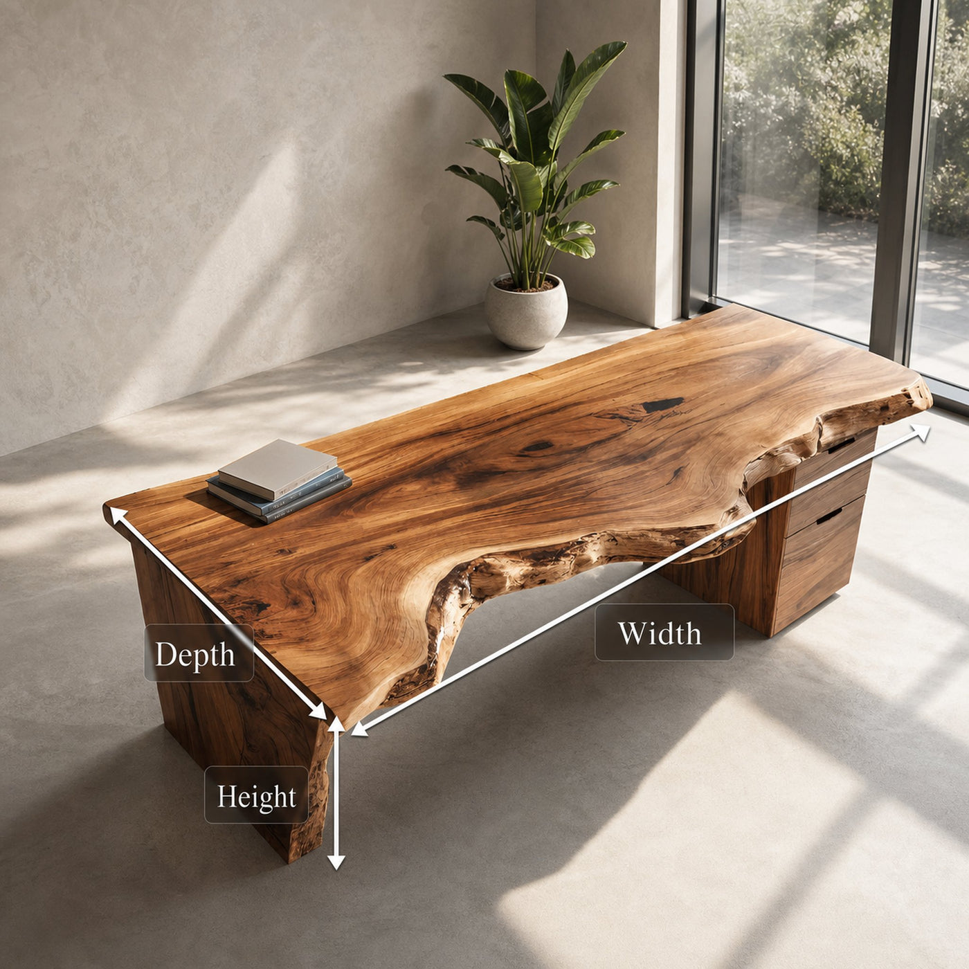 Handcrafted Live Edge Desk For Office Or Workspace - product view 8