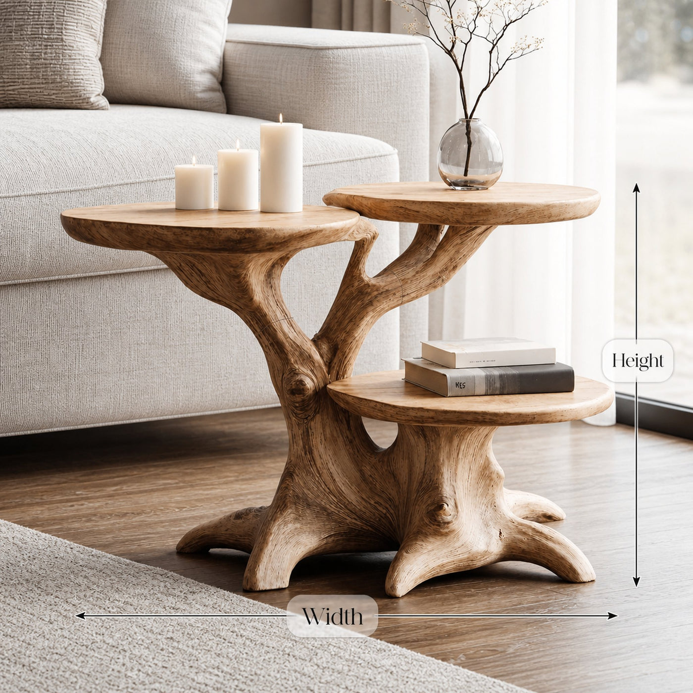 Handcrafted Live Edge End Table For Living Room - product view 8