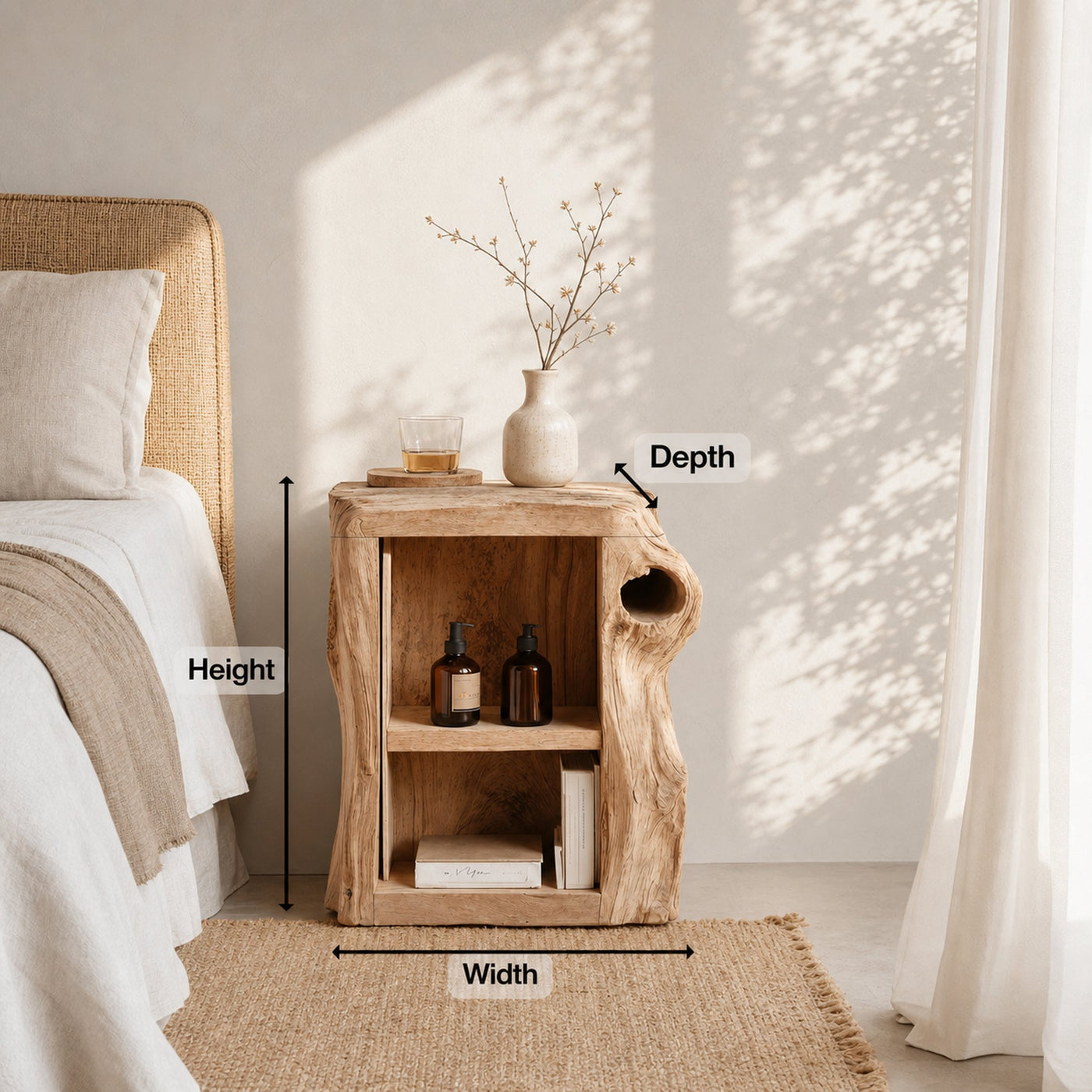 Handcrafted Live Edge Nightstand For Elegant Bedroom - product view 8