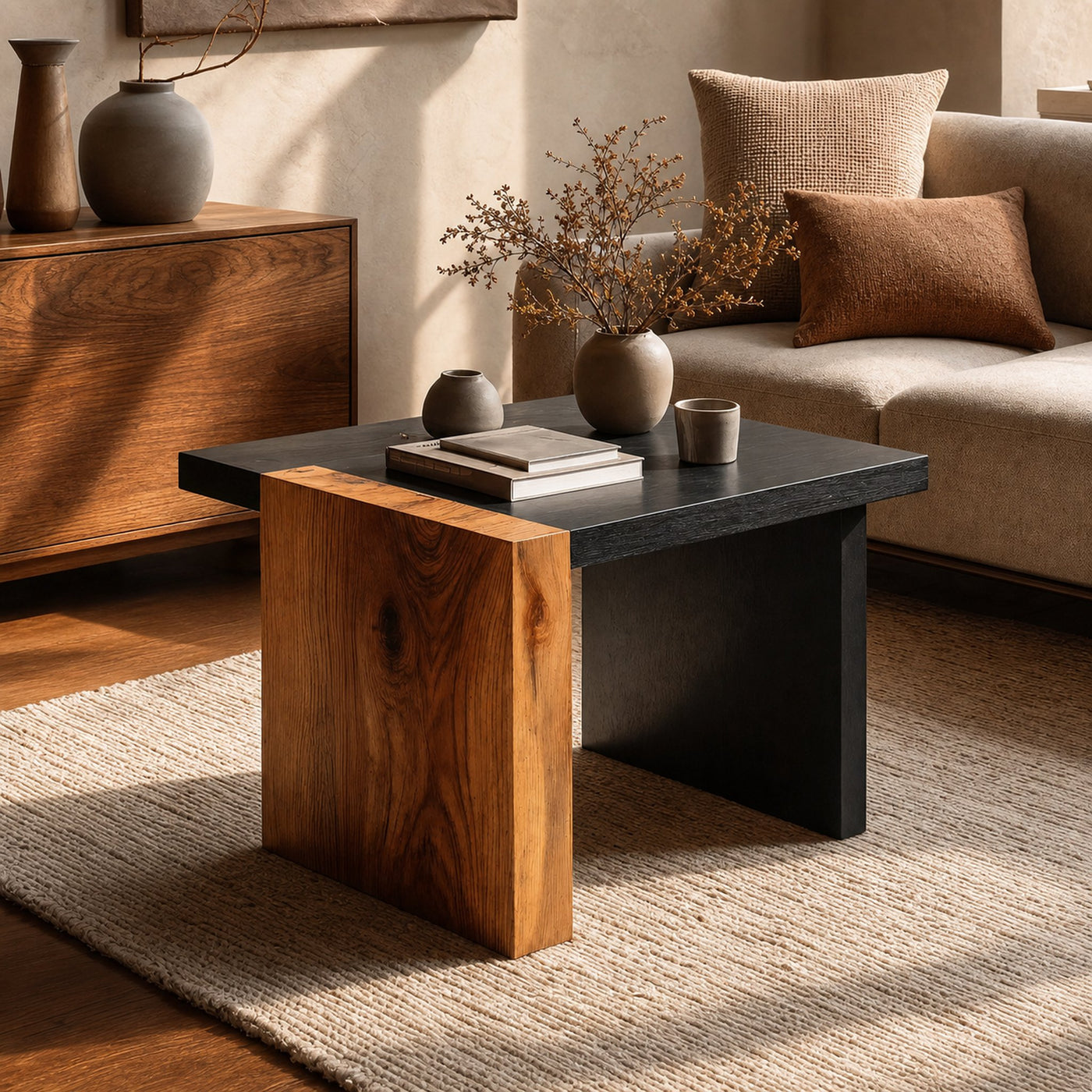 Handcrafted Live Edge Side Table For Rustic Cabin Decor