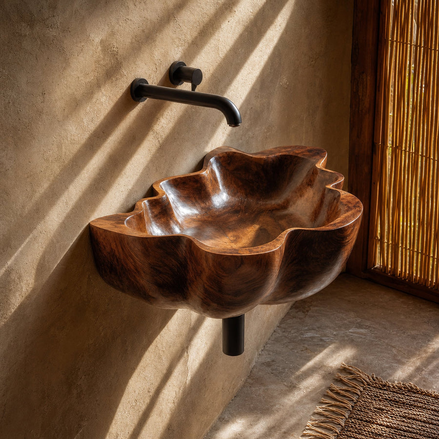 Handcrafted Live Edge Wood Basin For Unique Bedroom Vanity Decor