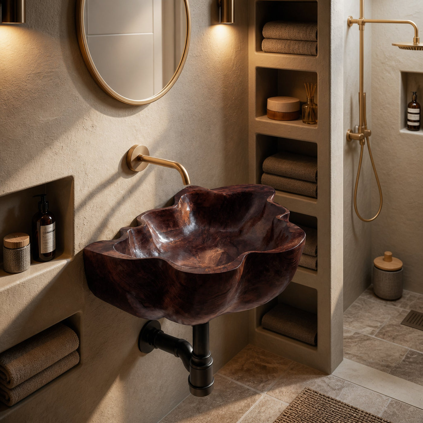 Handcrafted Live Edge Wood Basin For Unique Bedroom Vanity Decor - product view 6
