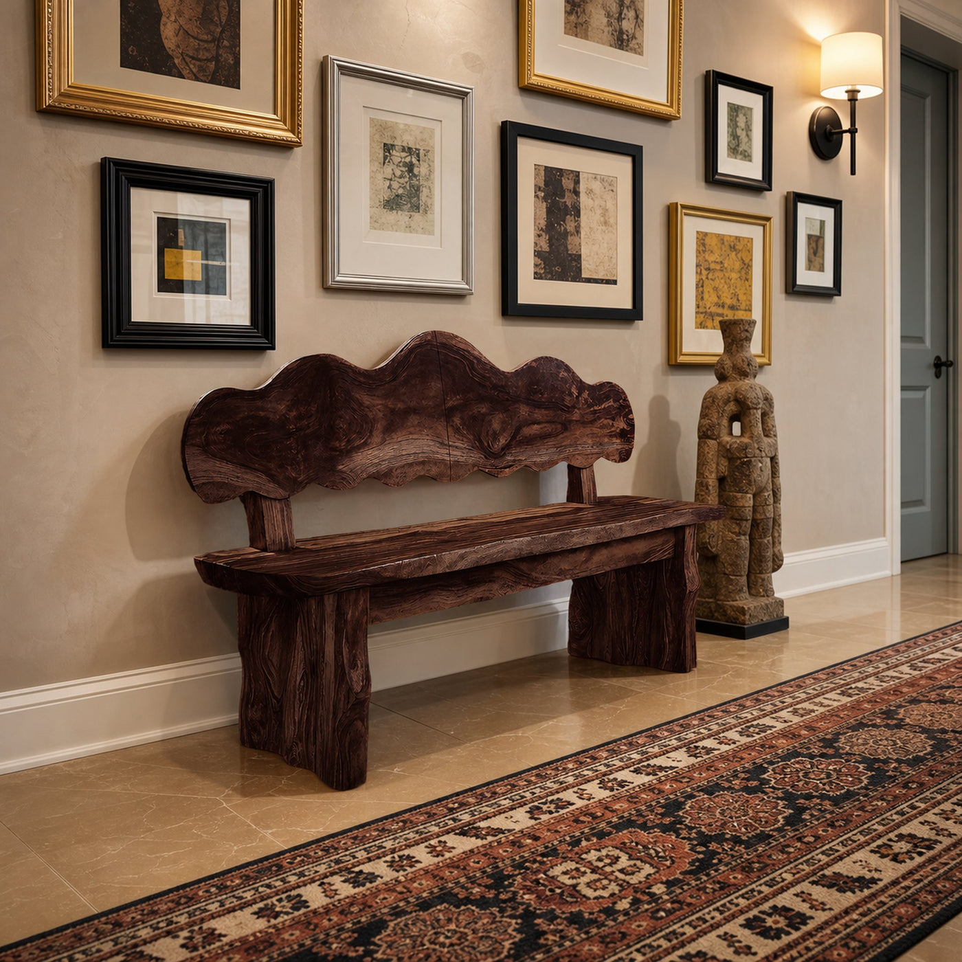 Handcrafted Live Edge Wood Bench For Hallway Furniture - product view 7
