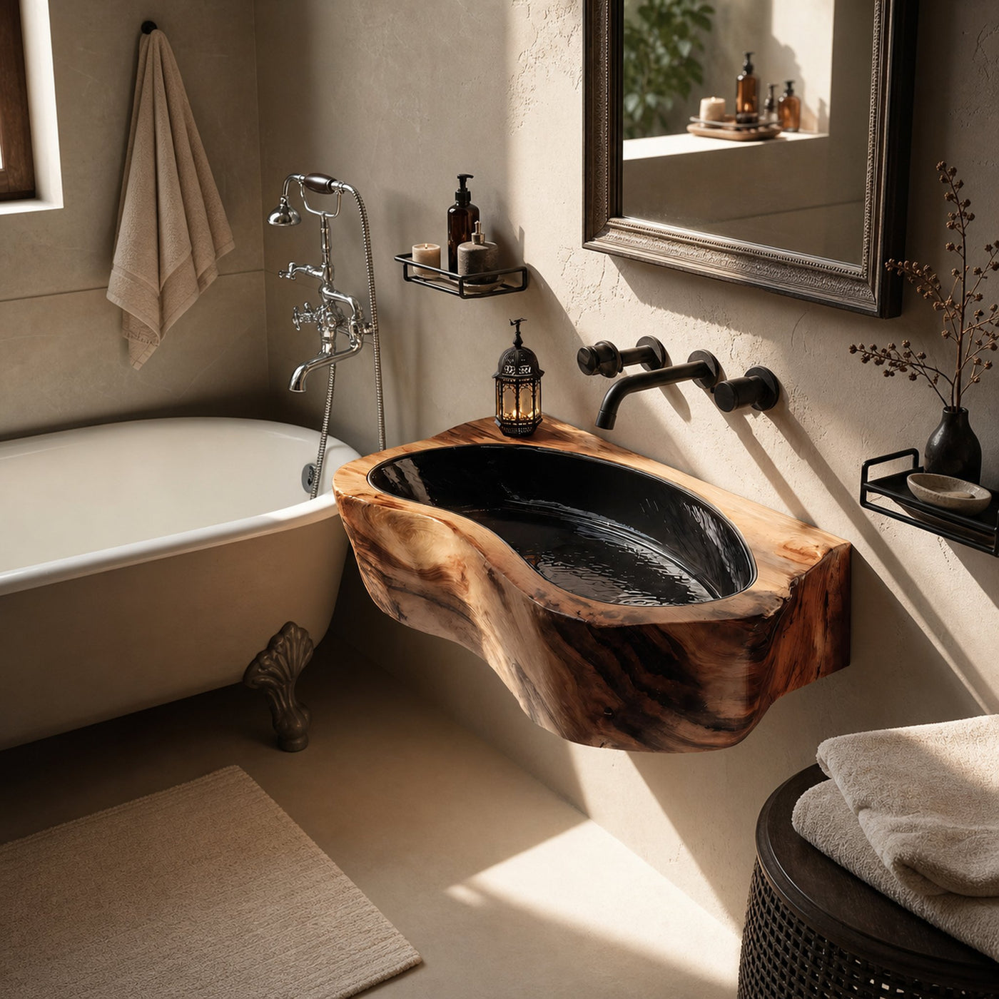 Handcrafted Live Edge Wood Vanity Sink For Natural Bathroom Decor - product view 6