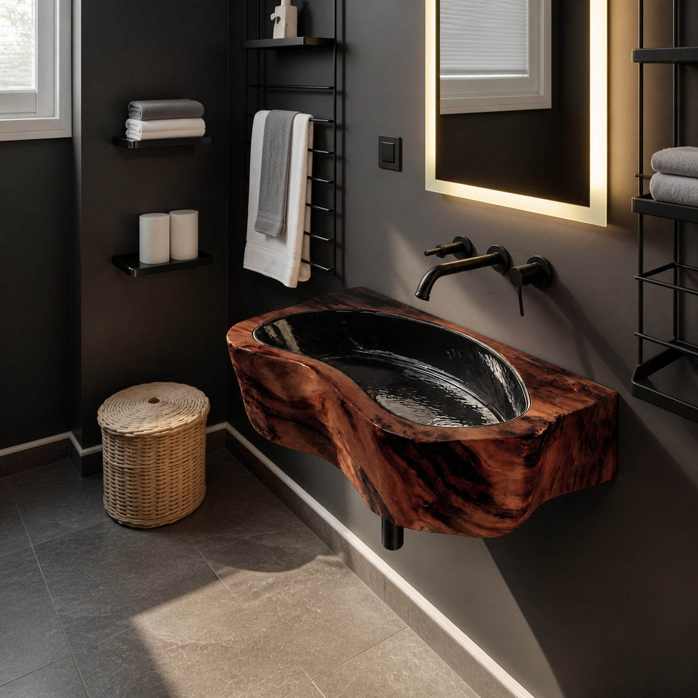 Handcrafted Live Edge Wood Vanity Sink For Natural Bathroom Decor - product view 7