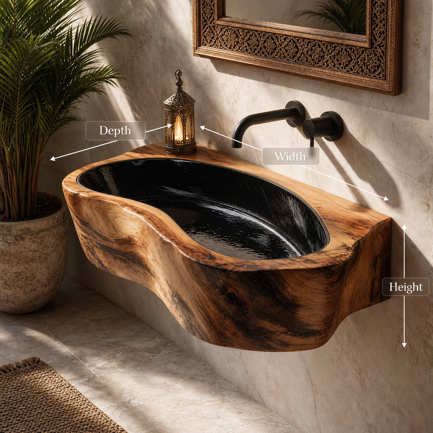 Handcrafted Live Edge Wood Vanity Sink For Natural Bathroom Decor - product view 8