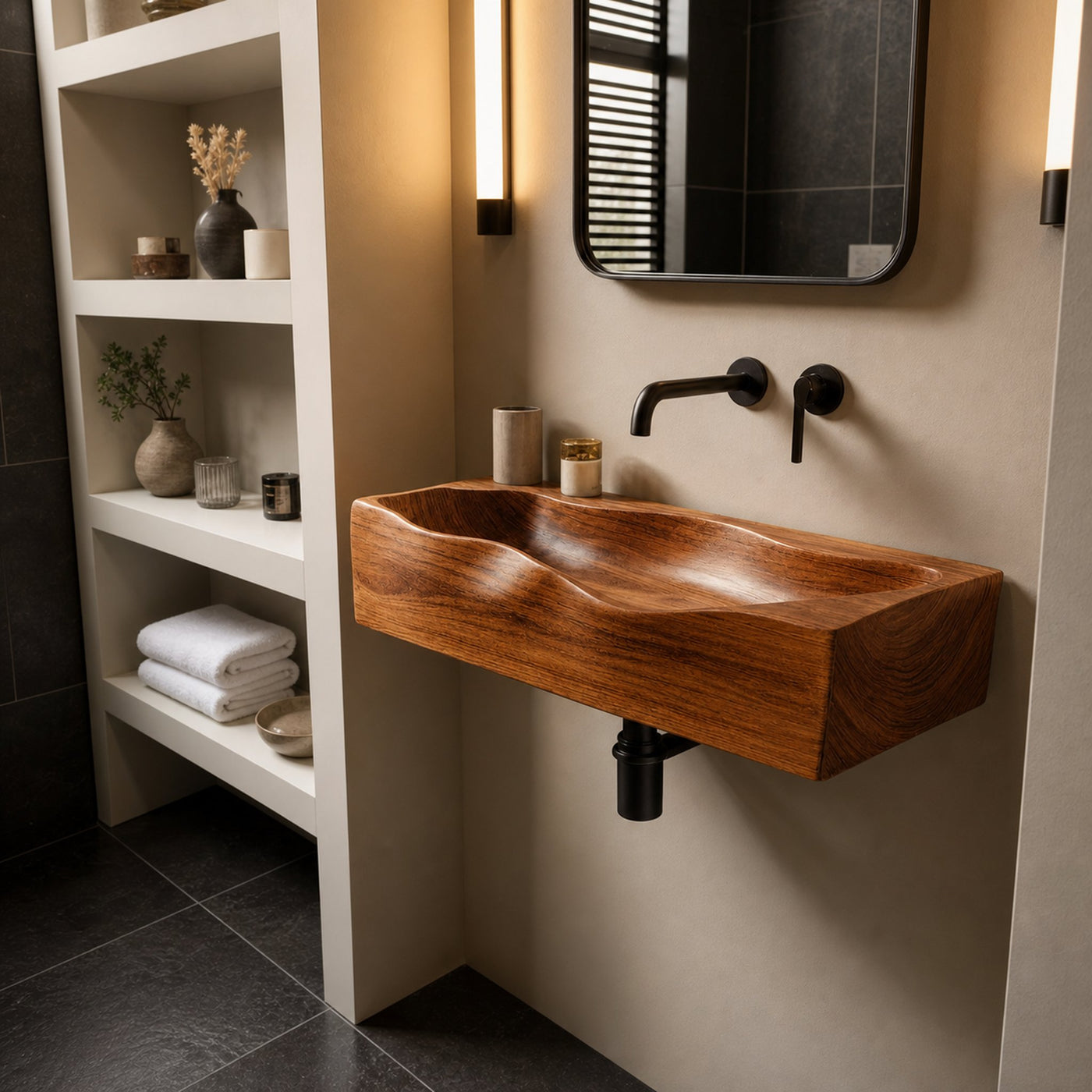 Handcrafted Live Edge Wood Vanity Sink For One Of A Kind Bathroom Decor - product view 6