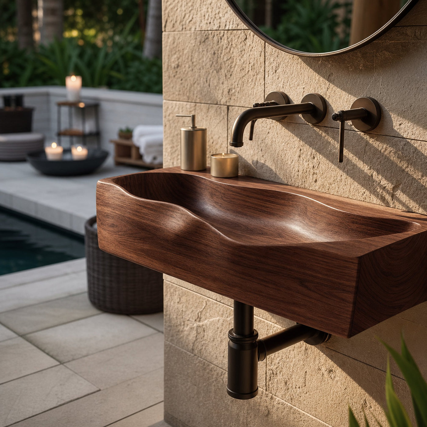 Handcrafted Live Edge Wood Vanity Sink For One Of A Kind Bathroom Decor - product view 7