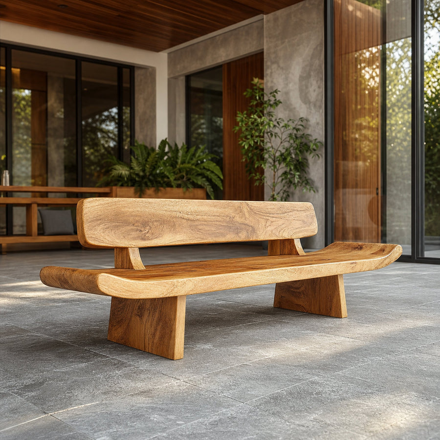 Handcrafted Organic Live Edge Wood Bench For Entryway Or Hallway