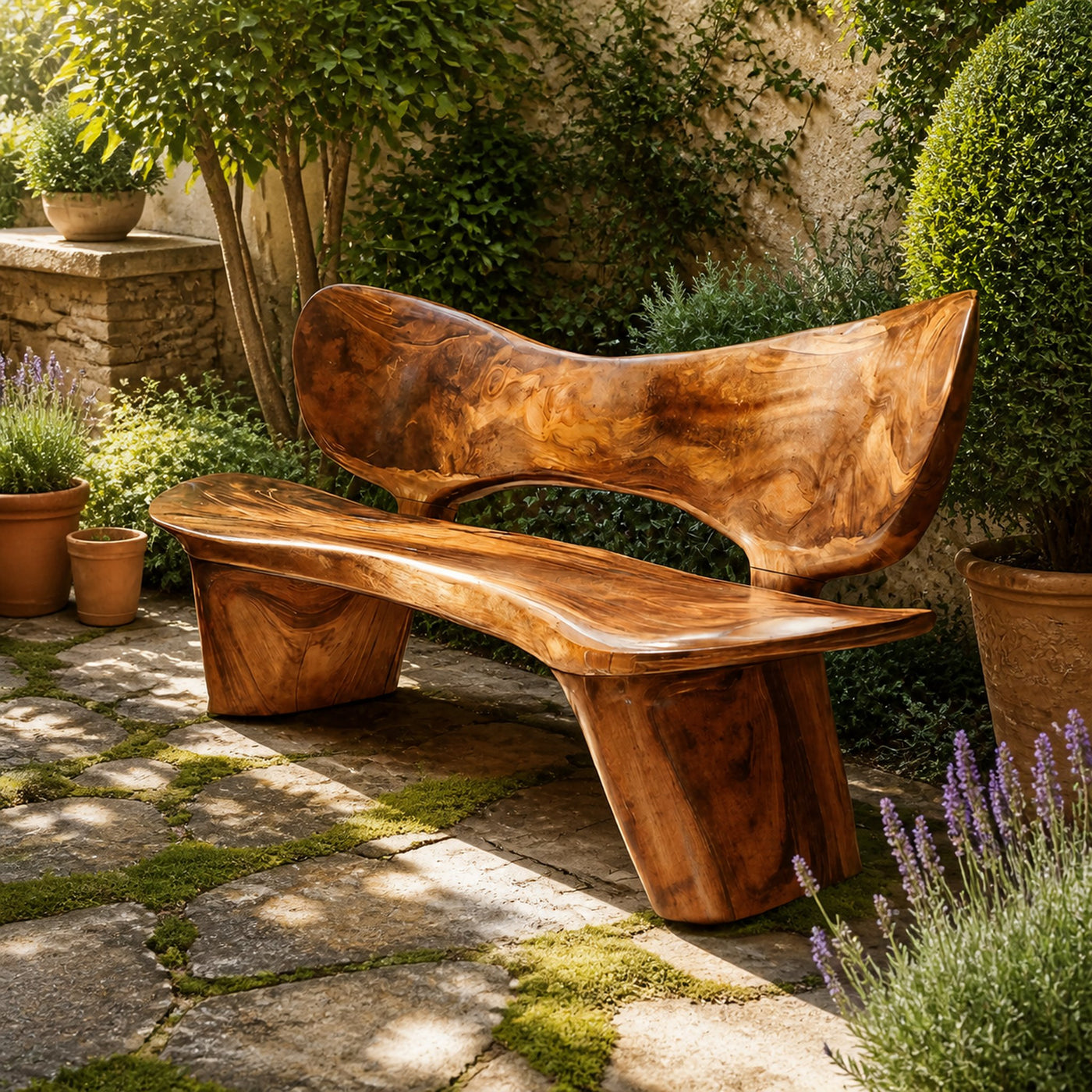 Handcrafted Outdoor Wooden Bench For Serene Garden Corners
