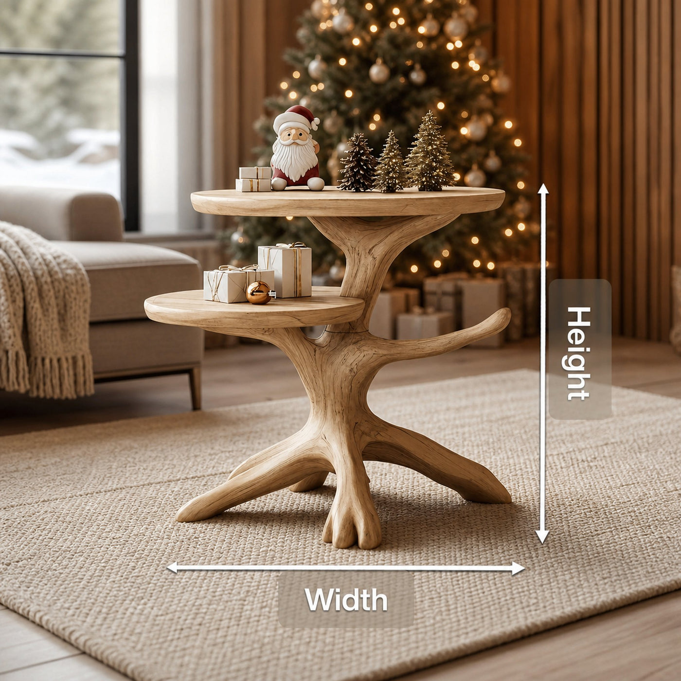 Handcrafted Round End Table For Entryway Design Xmas Accent - product view 8