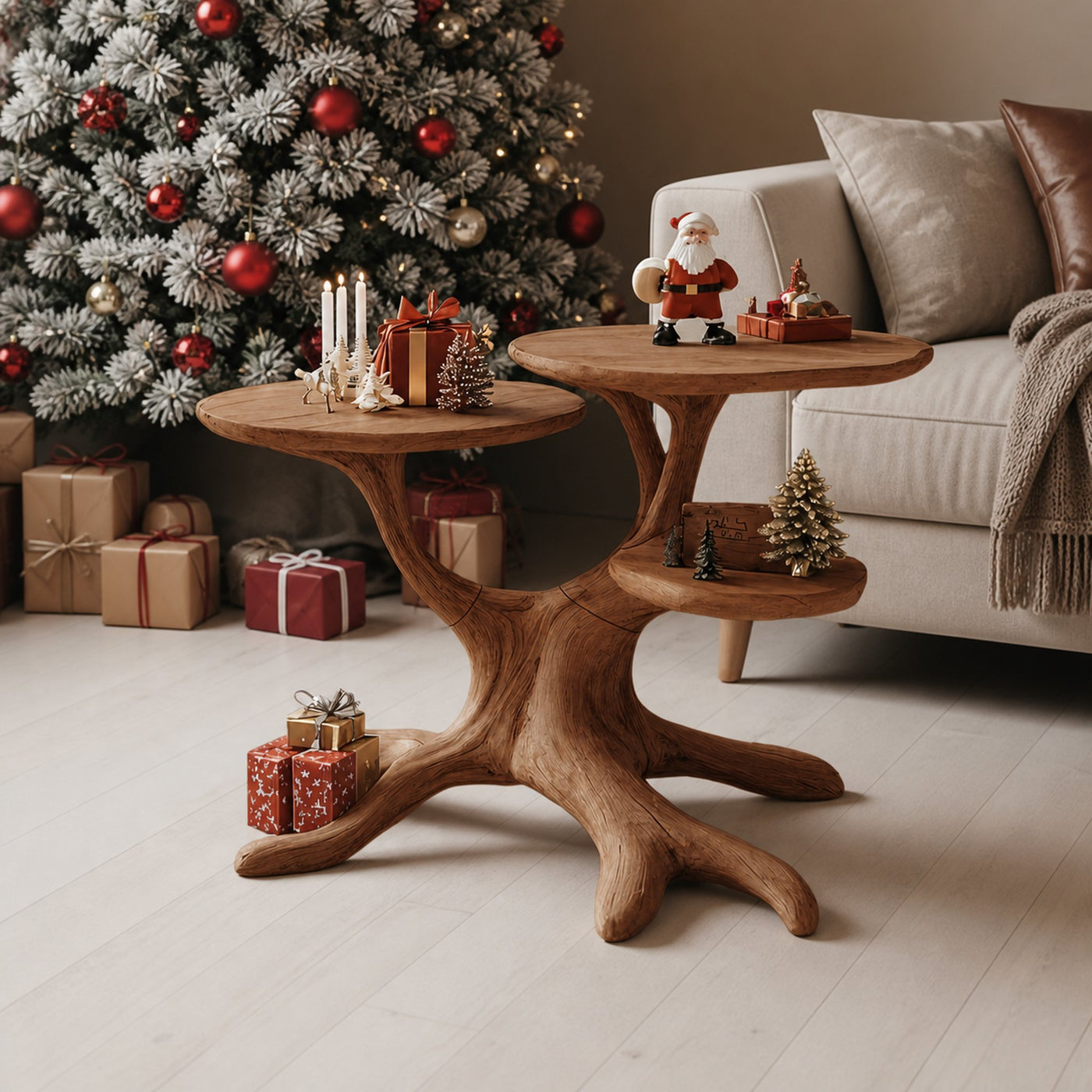 Handcrafted Round End Table For Living Room Holiday Furniture Decor - product view 6