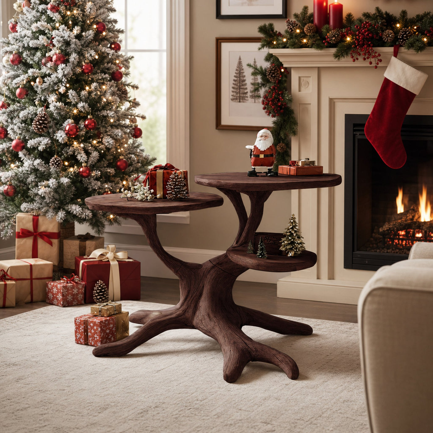 Handcrafted Round End Table For Living Room Holiday Furniture Decor - product view 7