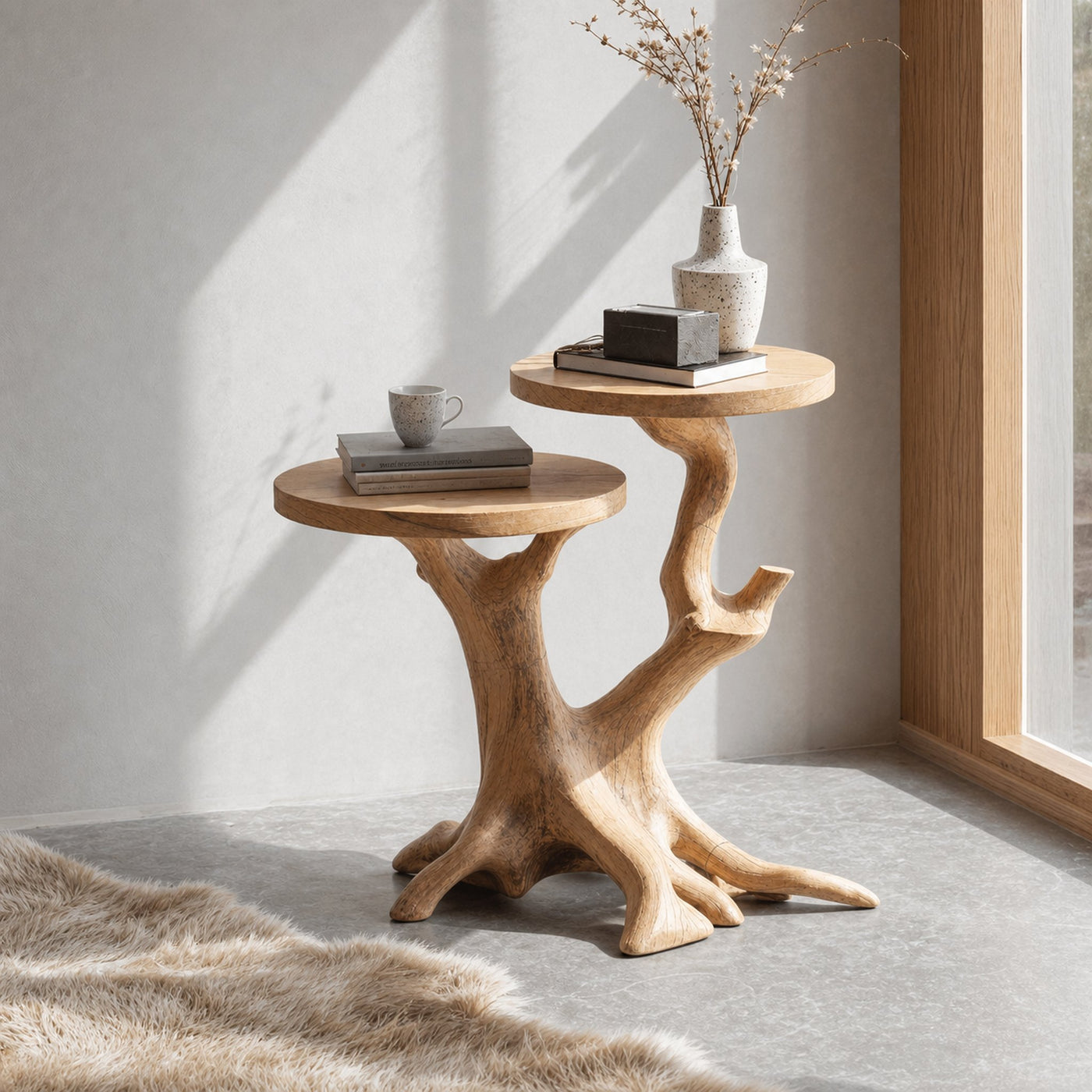 Handcrafted Round End Table Living Room Decor