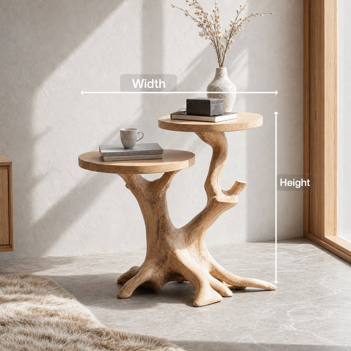 Handcrafted Round End Table Living Room Decor - product view 8
