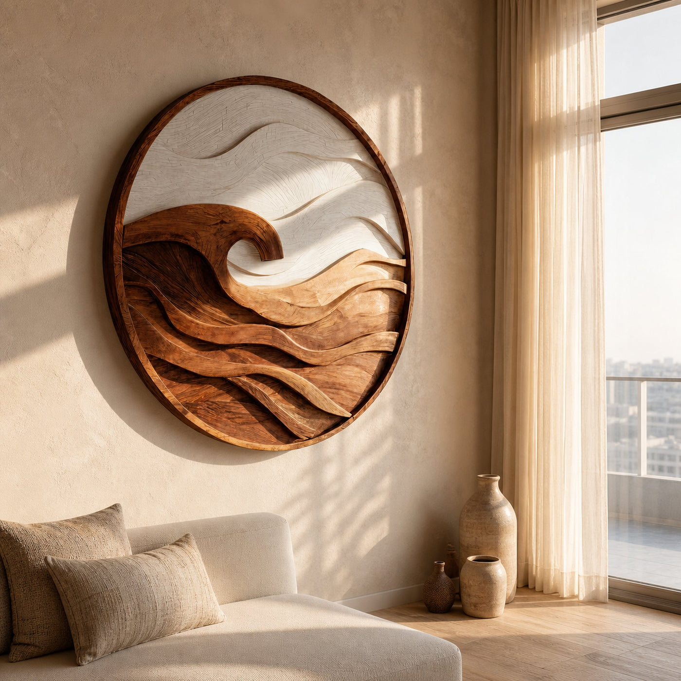Handcrafted Round Wave Wall Art For Wall Decor