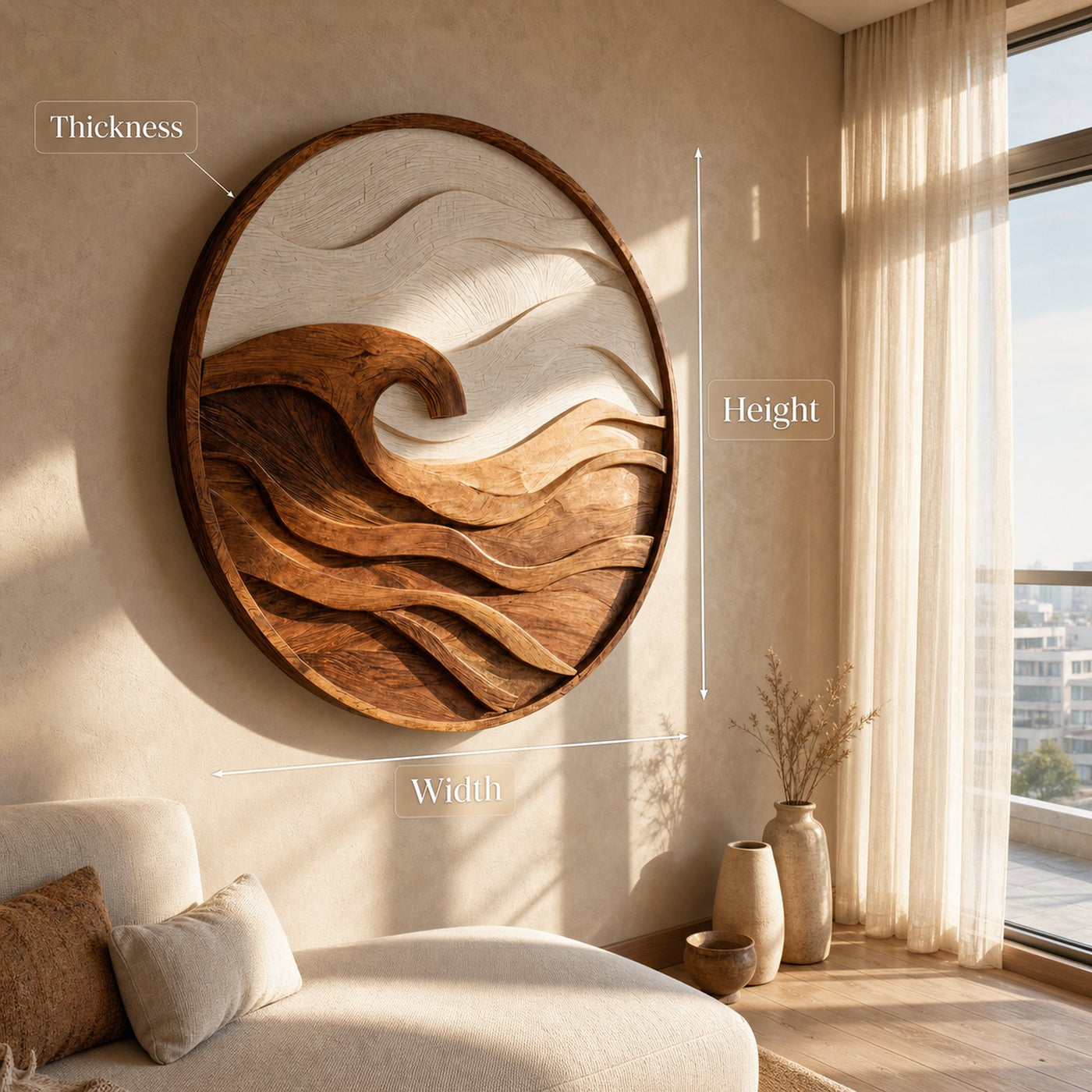 Handcrafted Round Wave Wall Art For Wall Decor - product view 7