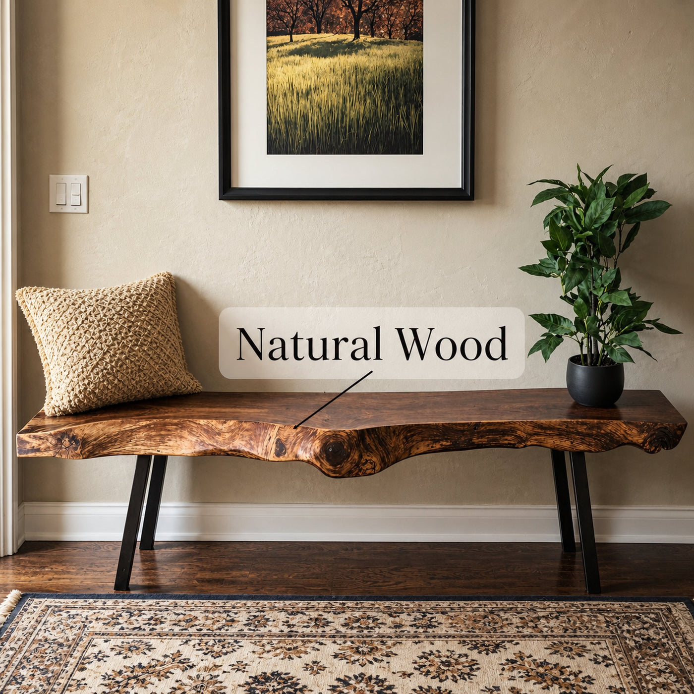 Handcrafted Rustic Wood Bench For Indoor Use - product view 6