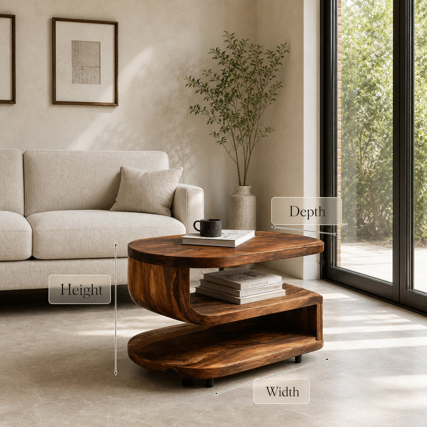 Handcrafted Sculptural Side Table Three Level For Living Room - product view 6