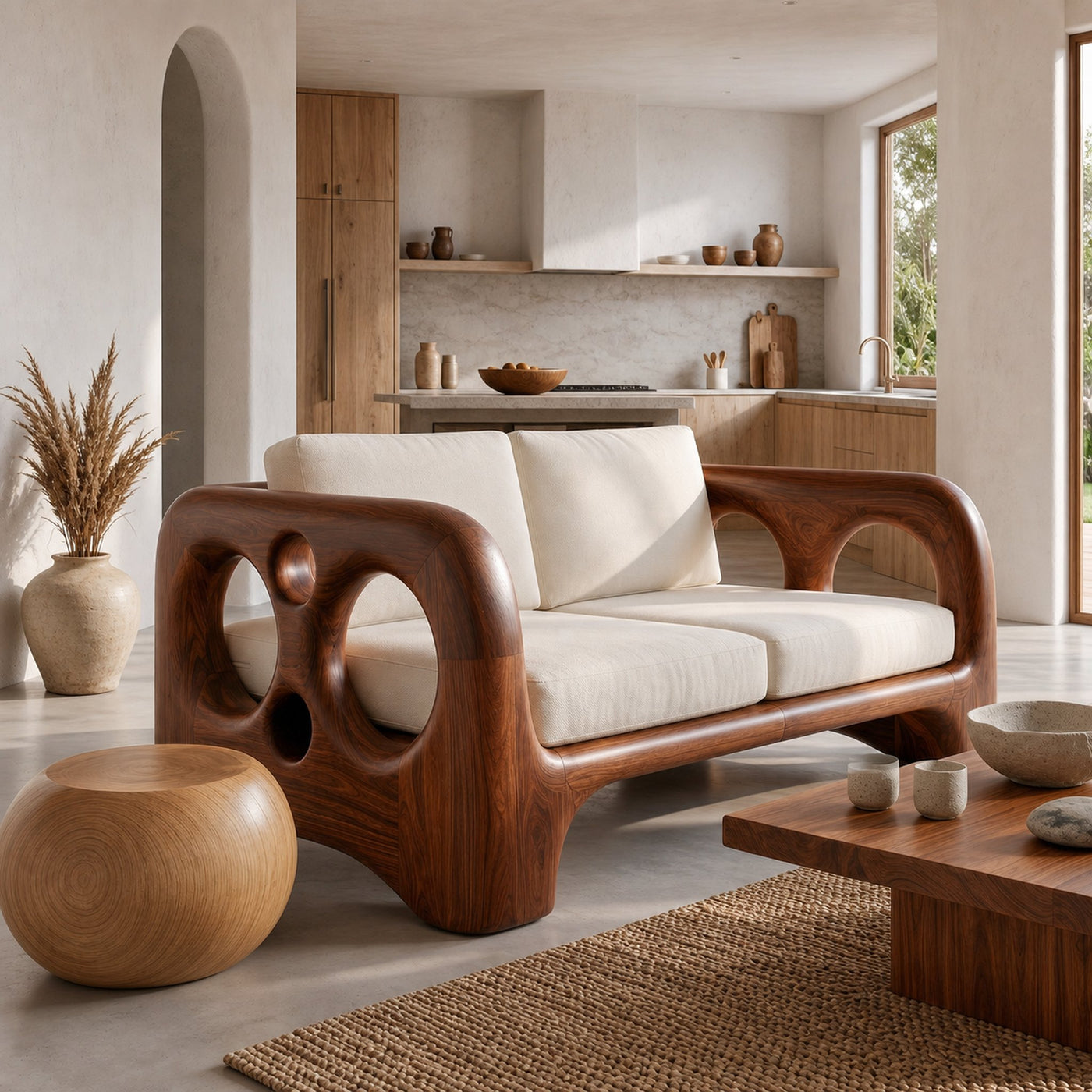 Handcrafted Sofa Frame With Organic Sculptural Arms For Living Room - product view 6