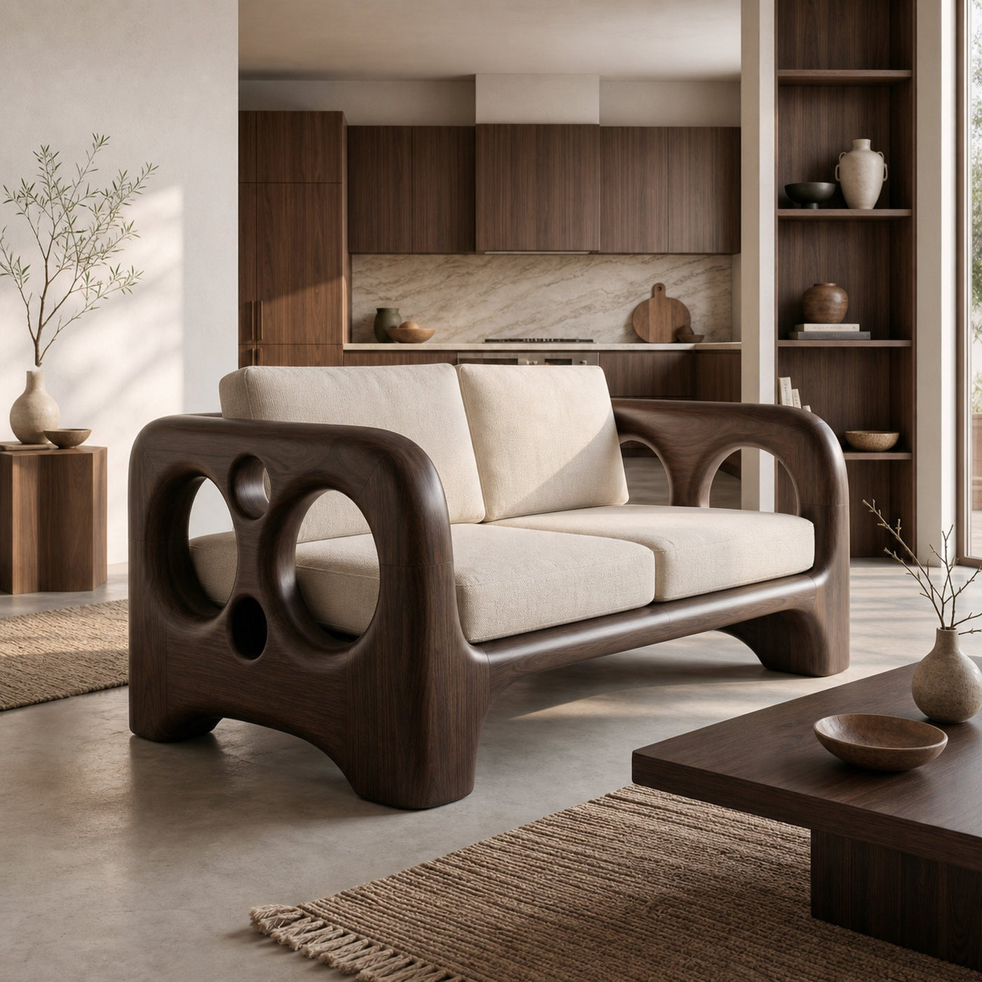 Handcrafted Sofa Frame With Organic Sculptural Arms For Living Room - product view 7