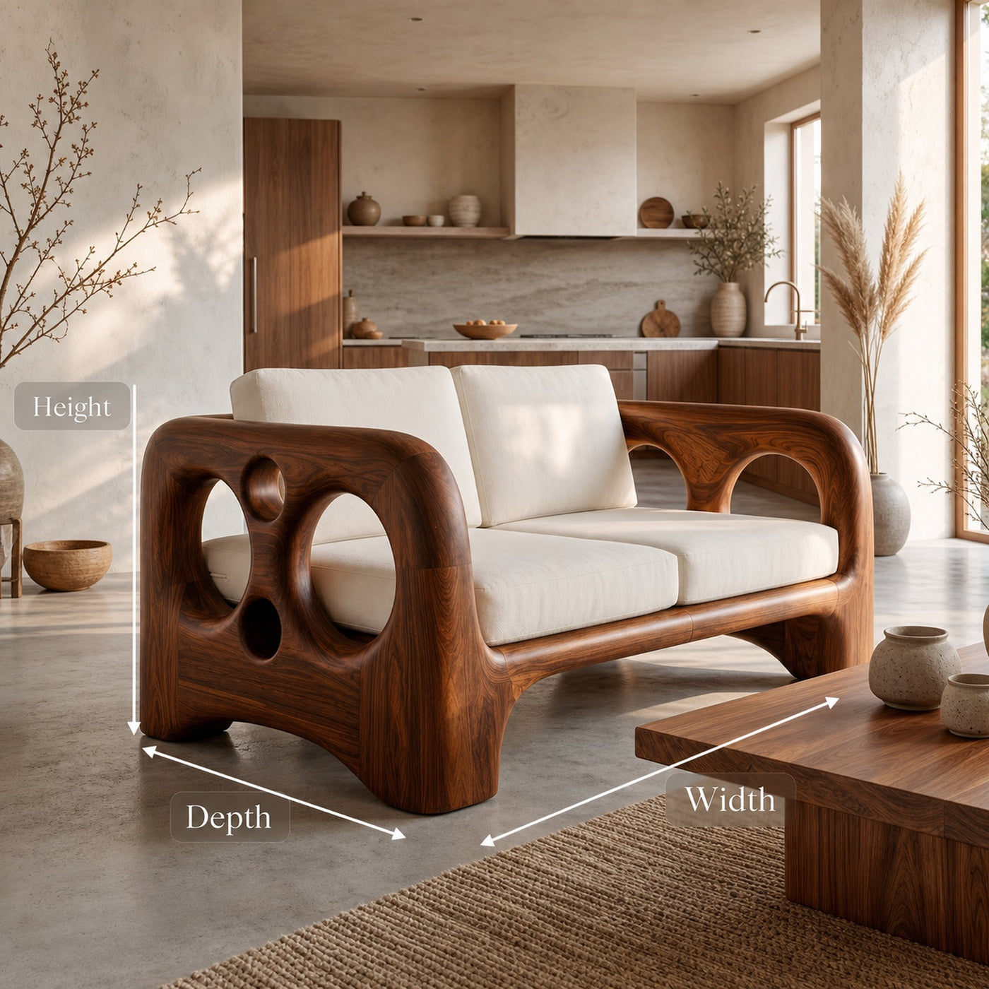 Handcrafted Sofa Frame With Organic Sculptural Arms For Living Room - product view 8