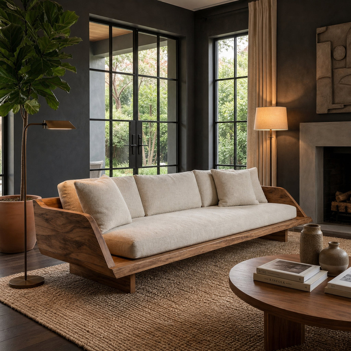 Handcrafted Sofa Frame With Sculptural Wooden Base For Living Room - product view 7