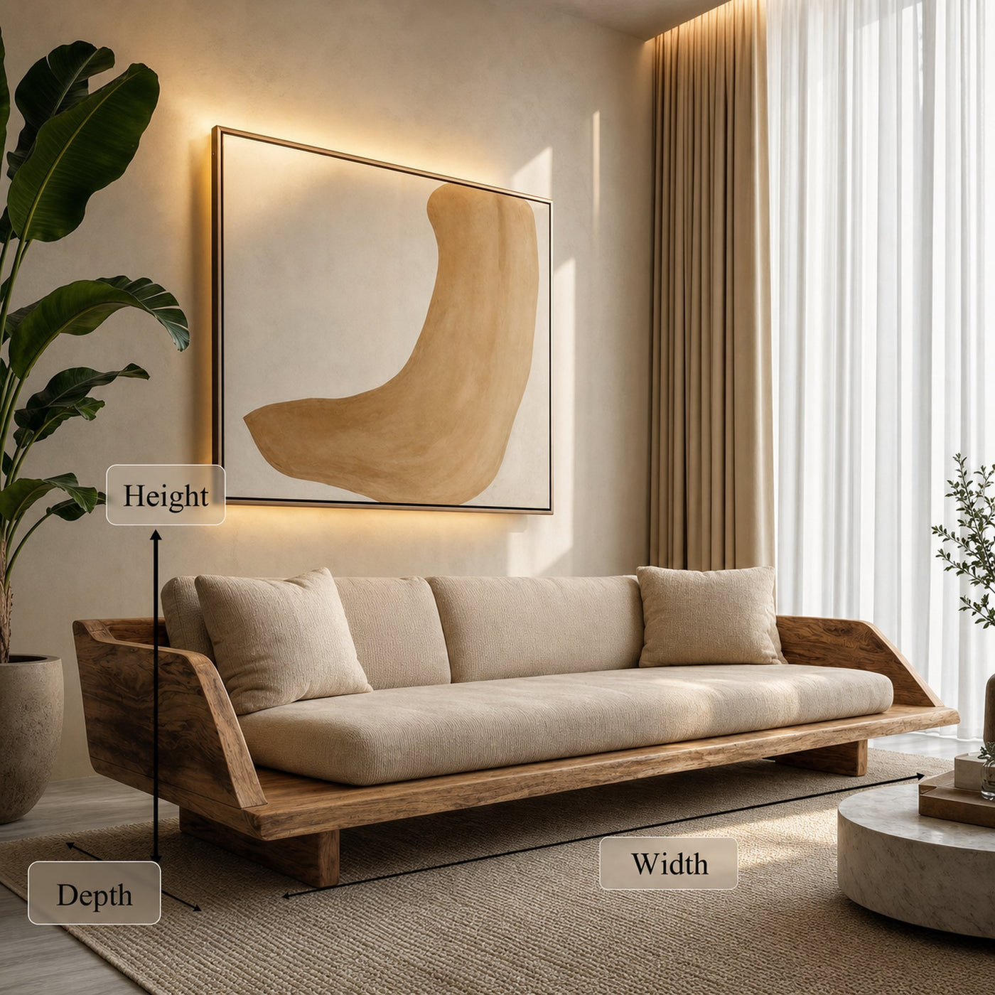 Handcrafted Sofa Frame With Sculptural Wooden Base For Living Room - product view 8