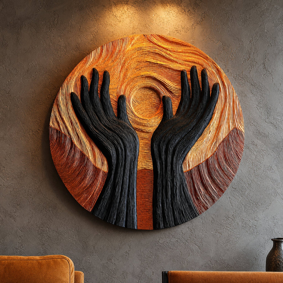 Handcrafted Solid Wood 3D Sculpture Wall Decor For Living Room