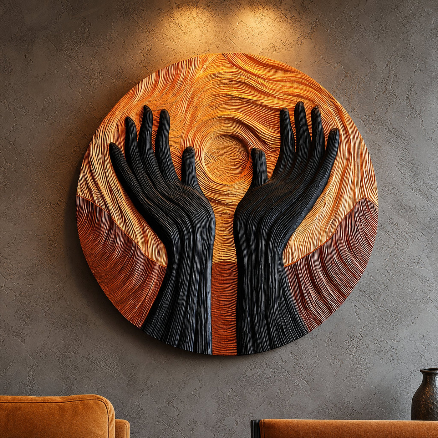 Handcrafted Solid Wood 3D Sculpture Wall Decor For Living Room
