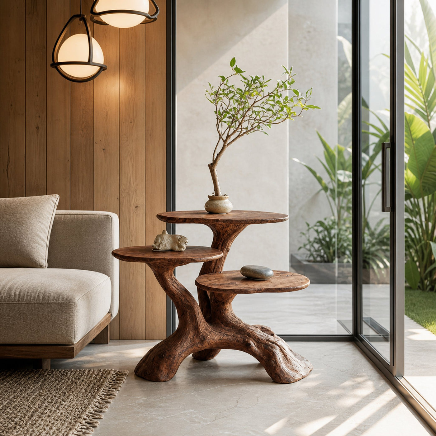Handcrafted Solid Wood End Table Entryway Design - product view 7
