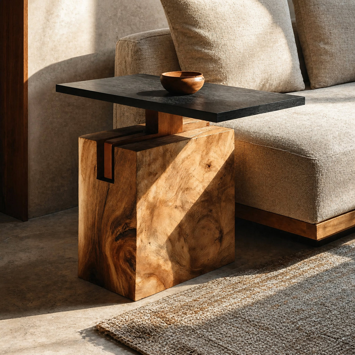 Handcrafted Solid Wood End Table For Coastal Home Style