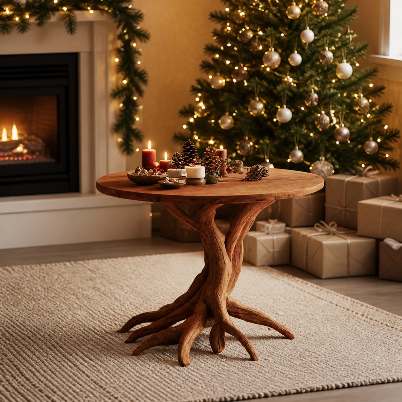 Handcrafted Solid Wood End Table For Entryway Design Festive Furniture - product view 6