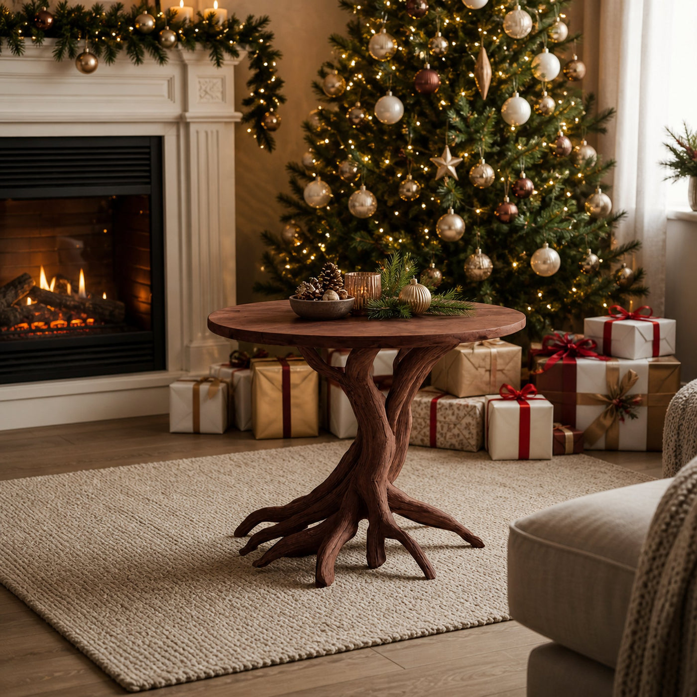 Handcrafted Solid Wood End Table For Entryway Design Festive Furniture - product view 7
