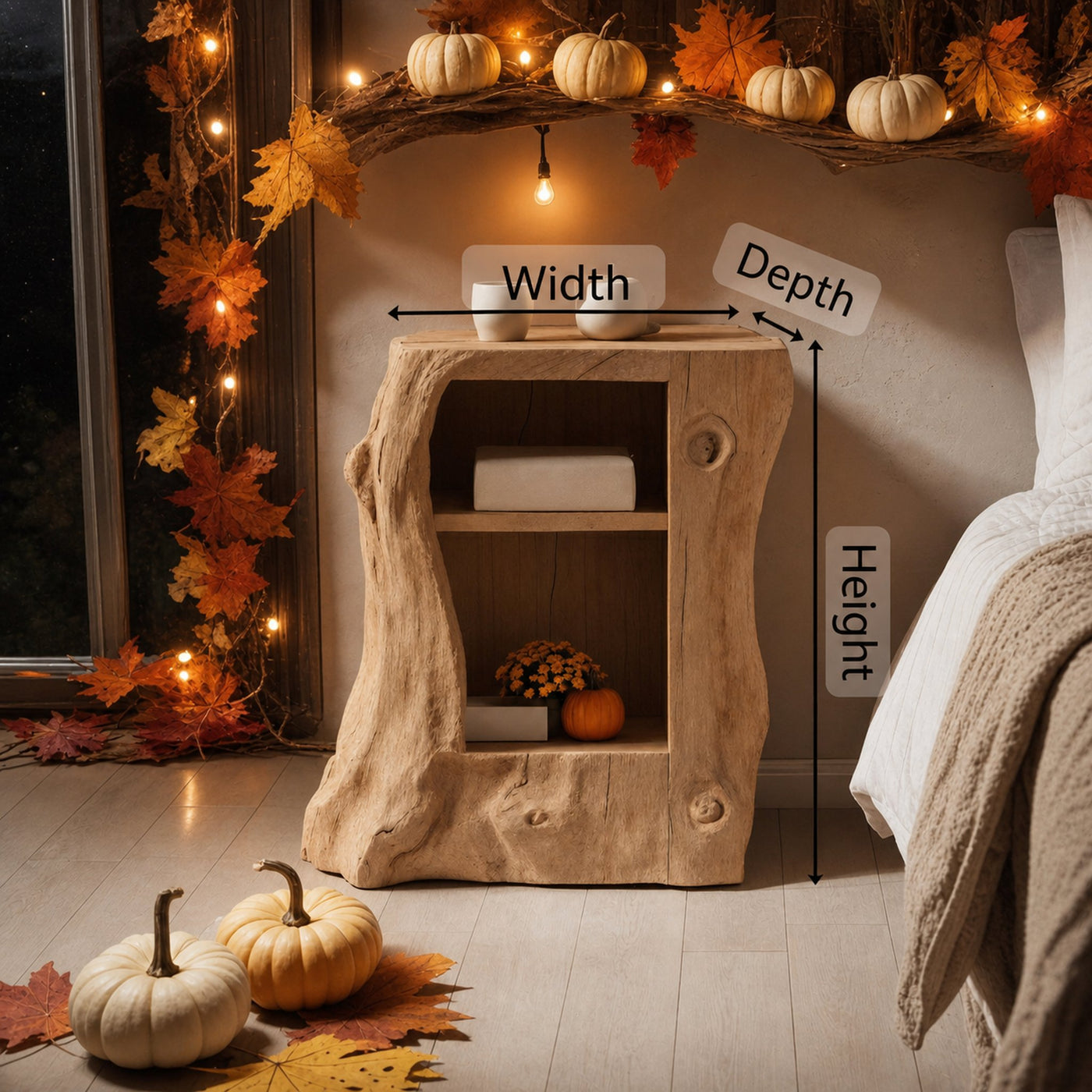 Handcrafted Solid Wood Nightstand For Bedroom Halloween Furniture - product view 6