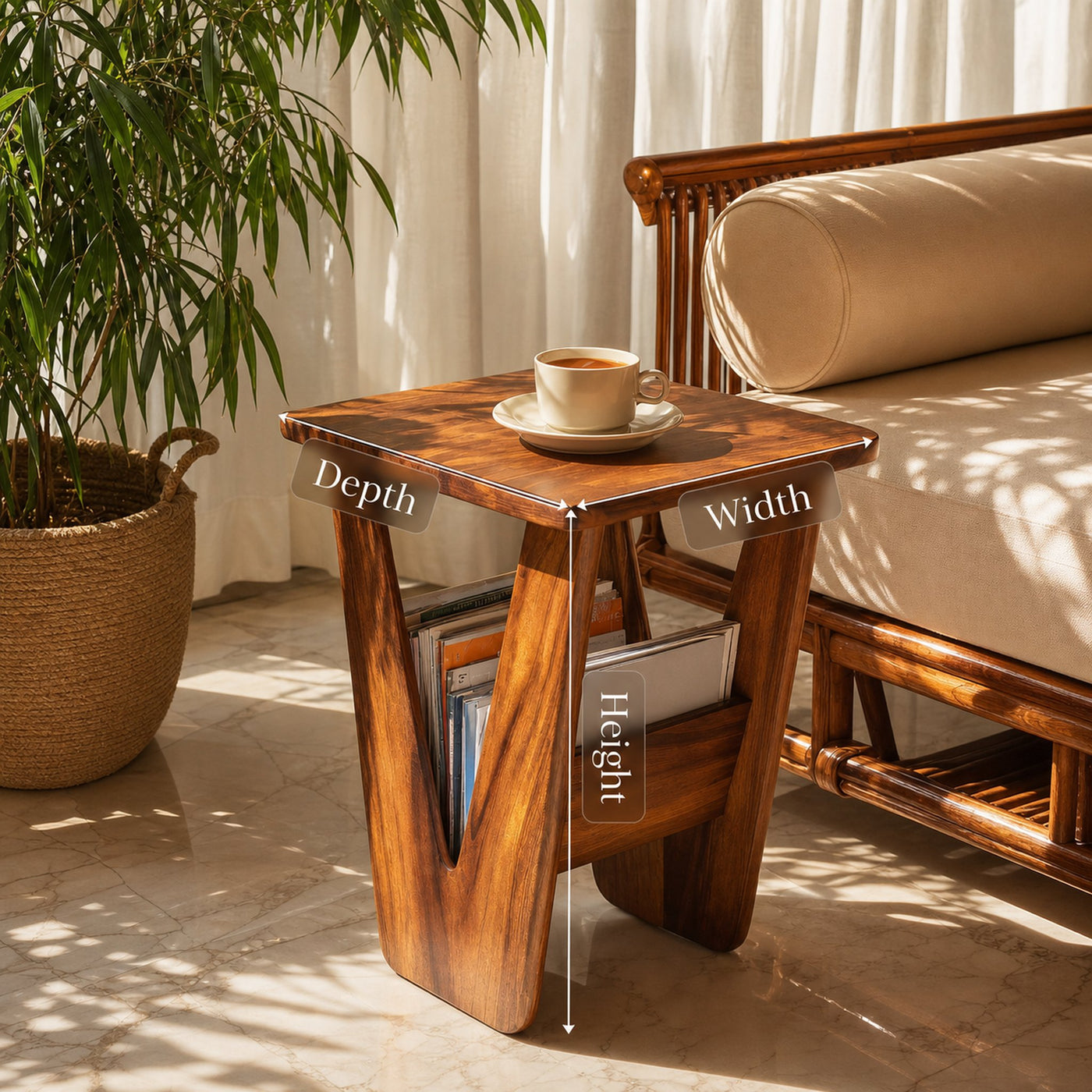 Handcrafted Solid Wood Side Table For Entryway And Living Room Decor - product view 6