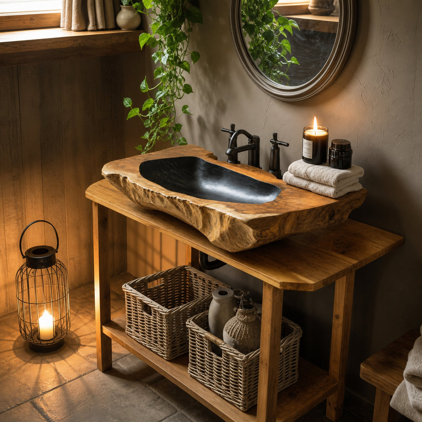 Handcrafted Solid Wood Sink For Farmhouse Bathroom Decor - product view 6