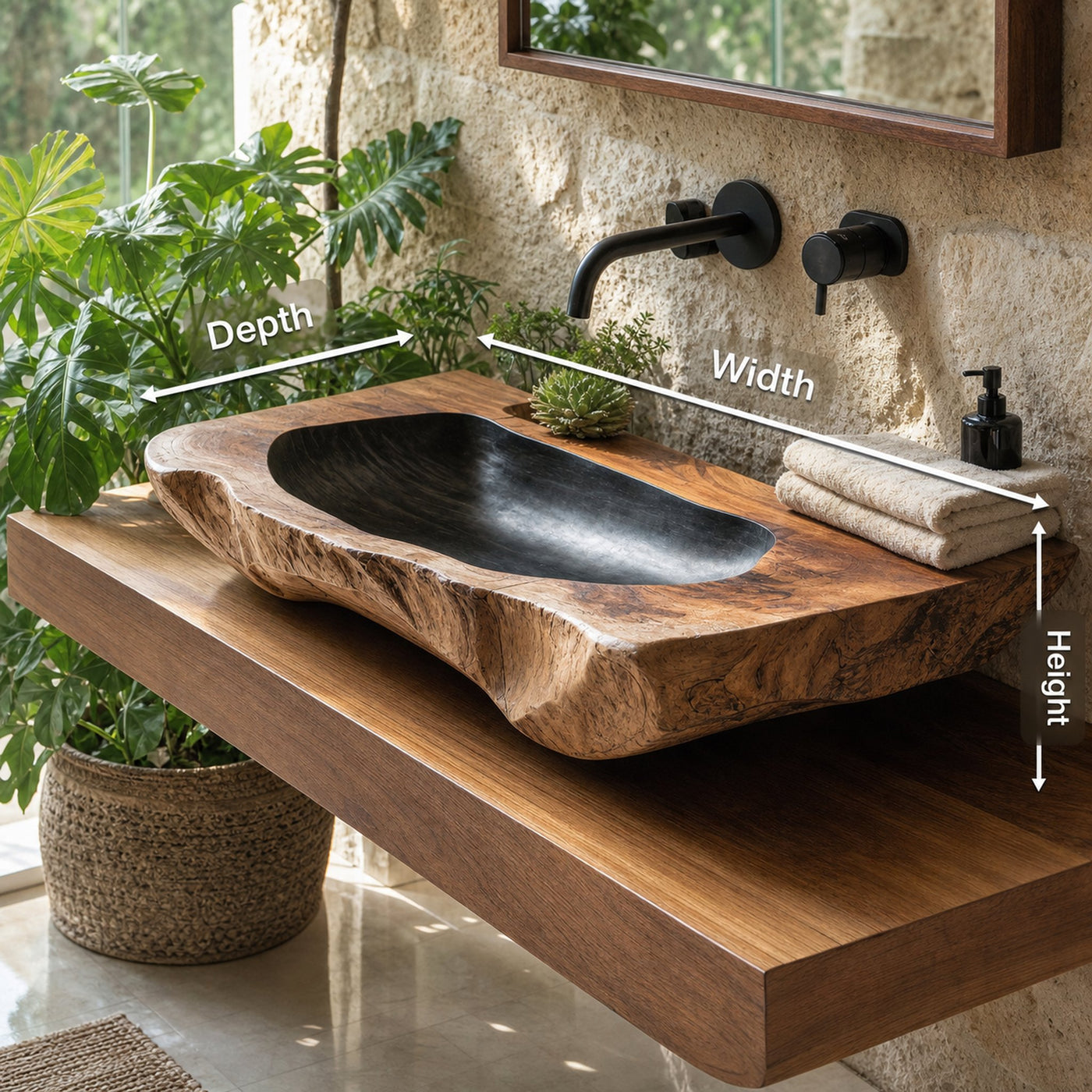 Handcrafted Solid Wood Sink For Farmhouse Bathroom Decor - product view 8