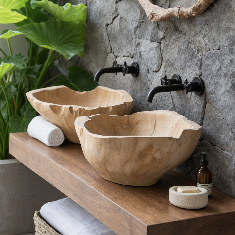 Handcrafted Solid Wood Sink For Personalized Bathroom