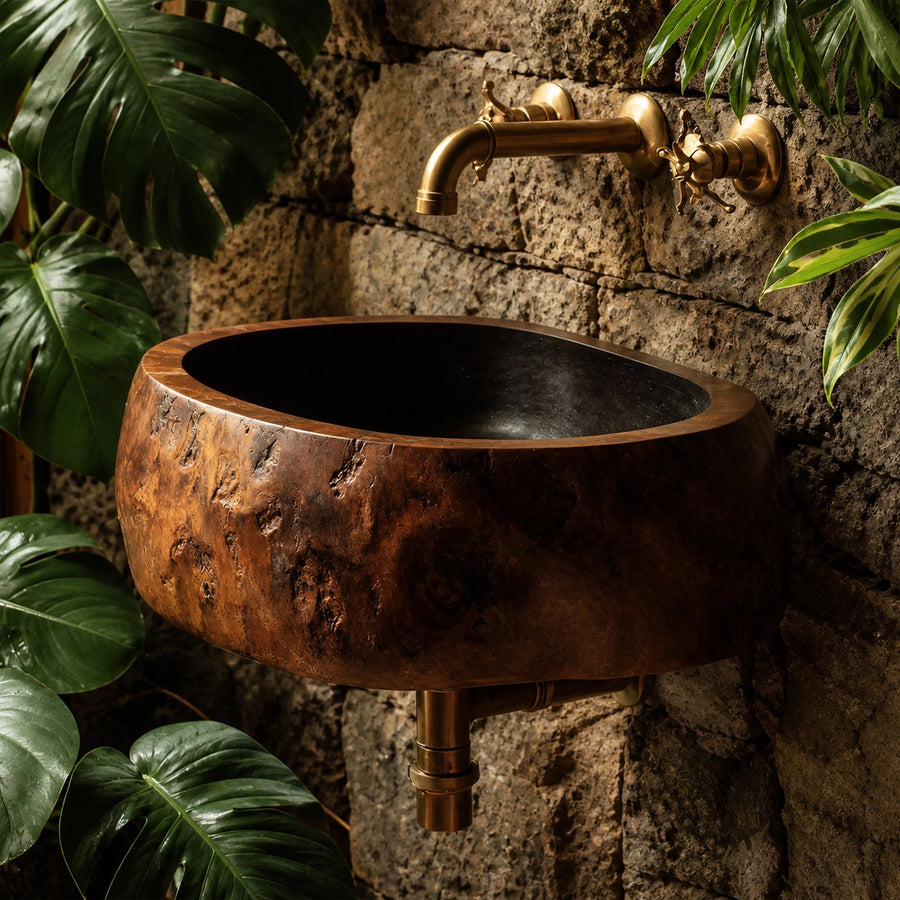 Handcrafted Solid Wood Vanity Sink For Bathroom Furniture Style Decor
