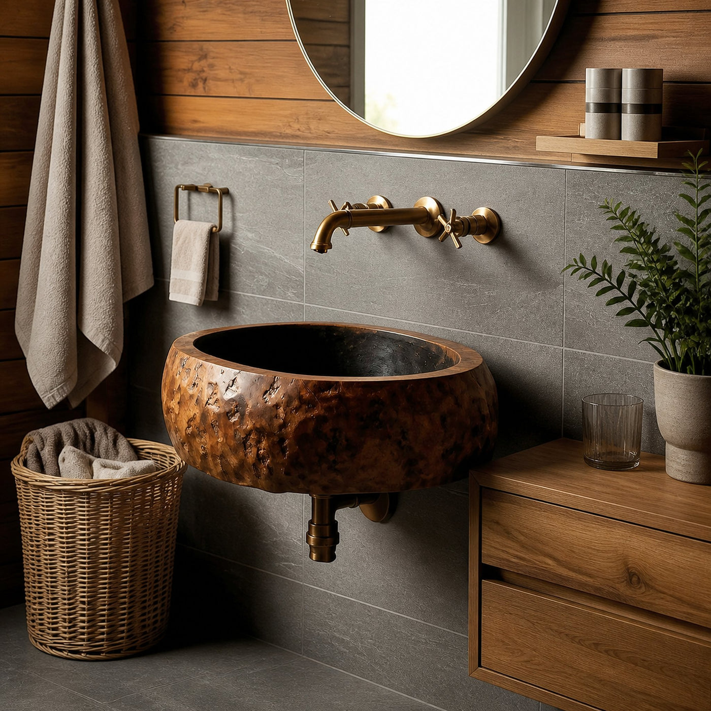 Handcrafted Solid Wood Vanity Sink For Bathroom Furniture Style Decor - product view 6