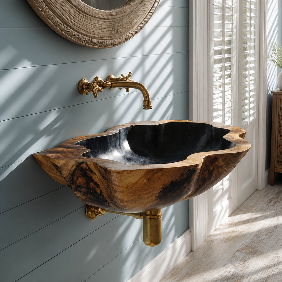 Handcrafted Solid Wood Vanity Sink For Custom Bathroom Furniture Decor