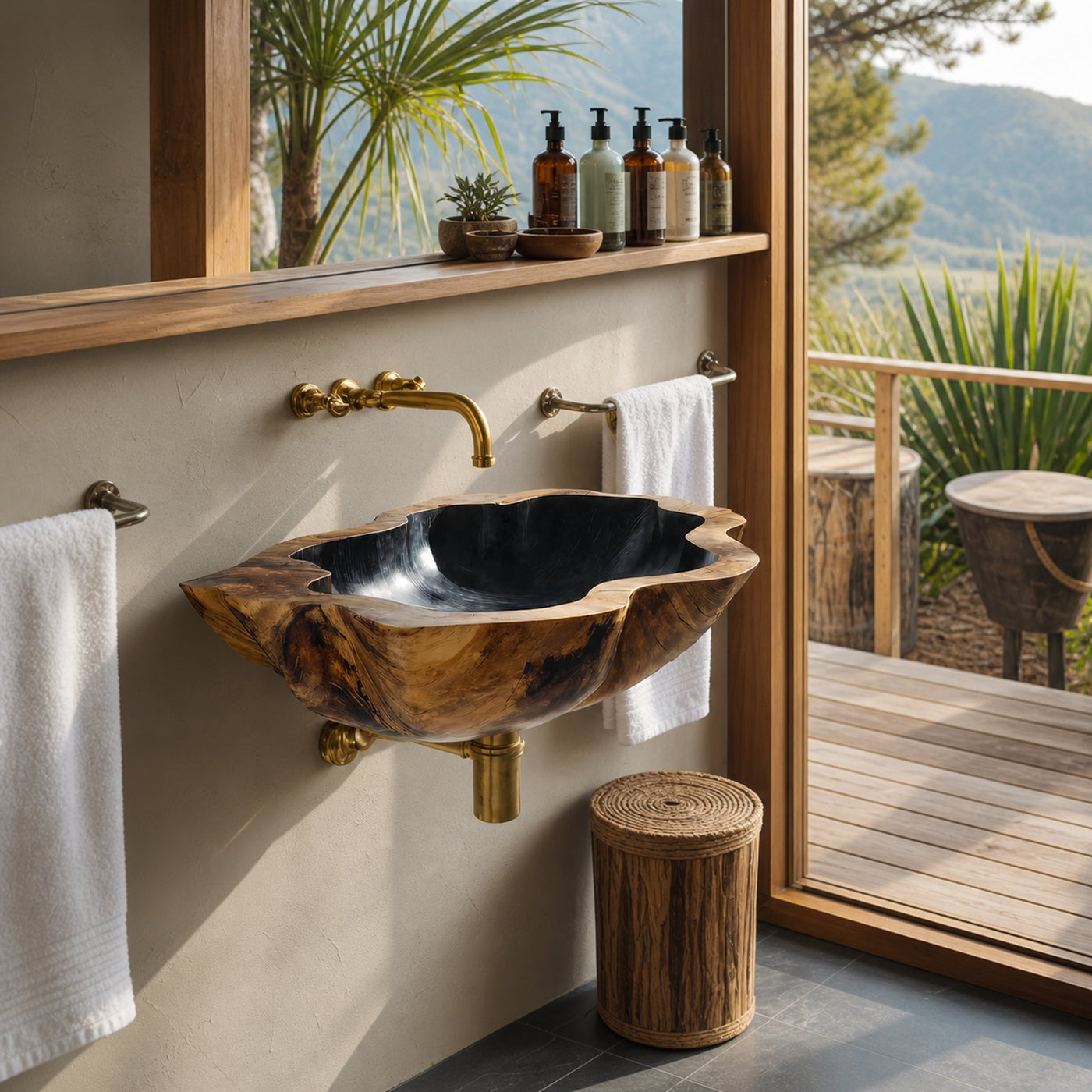 Handcrafted Solid Wood Vanity Sink For Custom Bathroom Furniture Decor - product view 6