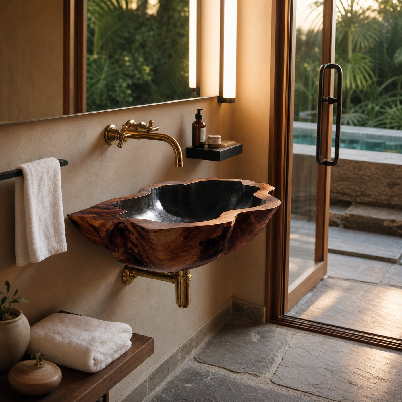 Handcrafted Solid Wood Vanity Sink For Custom Bathroom Furniture Decor - product view 7